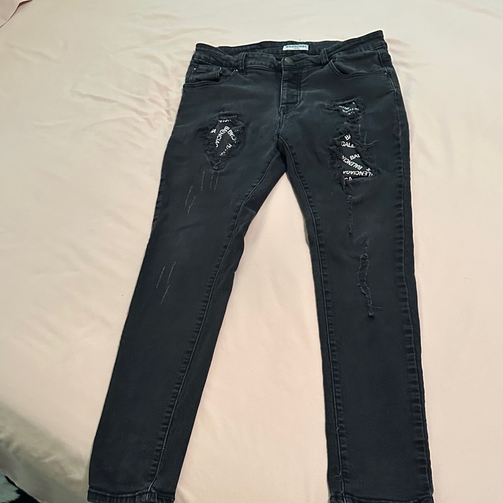 Balenciaga Black Distressed Skinny Jeans